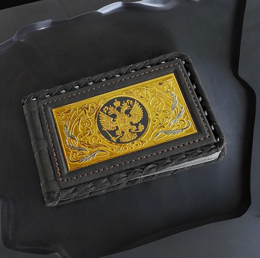 Кожаная визитница "Гербовая". Златоуст купить с доставкой Кожаная визитница "Гербовая". Златоуст