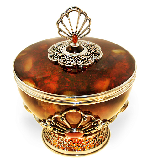 Декоративная сахарница из янтаря купить с доставкой Декоративная сахарница из янтаря