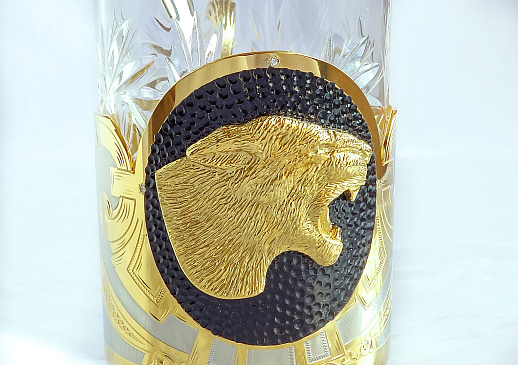 Дорогой подстаканник со стаканом "Пантера". Златоуст купить с доставкой Дорогой подстаканник со стаканом "Пантера". Златоуст